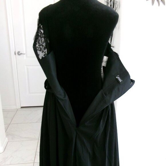 New Black One Shoulder Chiffon Gown Formal Dress M 6 S 4 Lace Top VNAIX Wedding - Picture 12 of 15